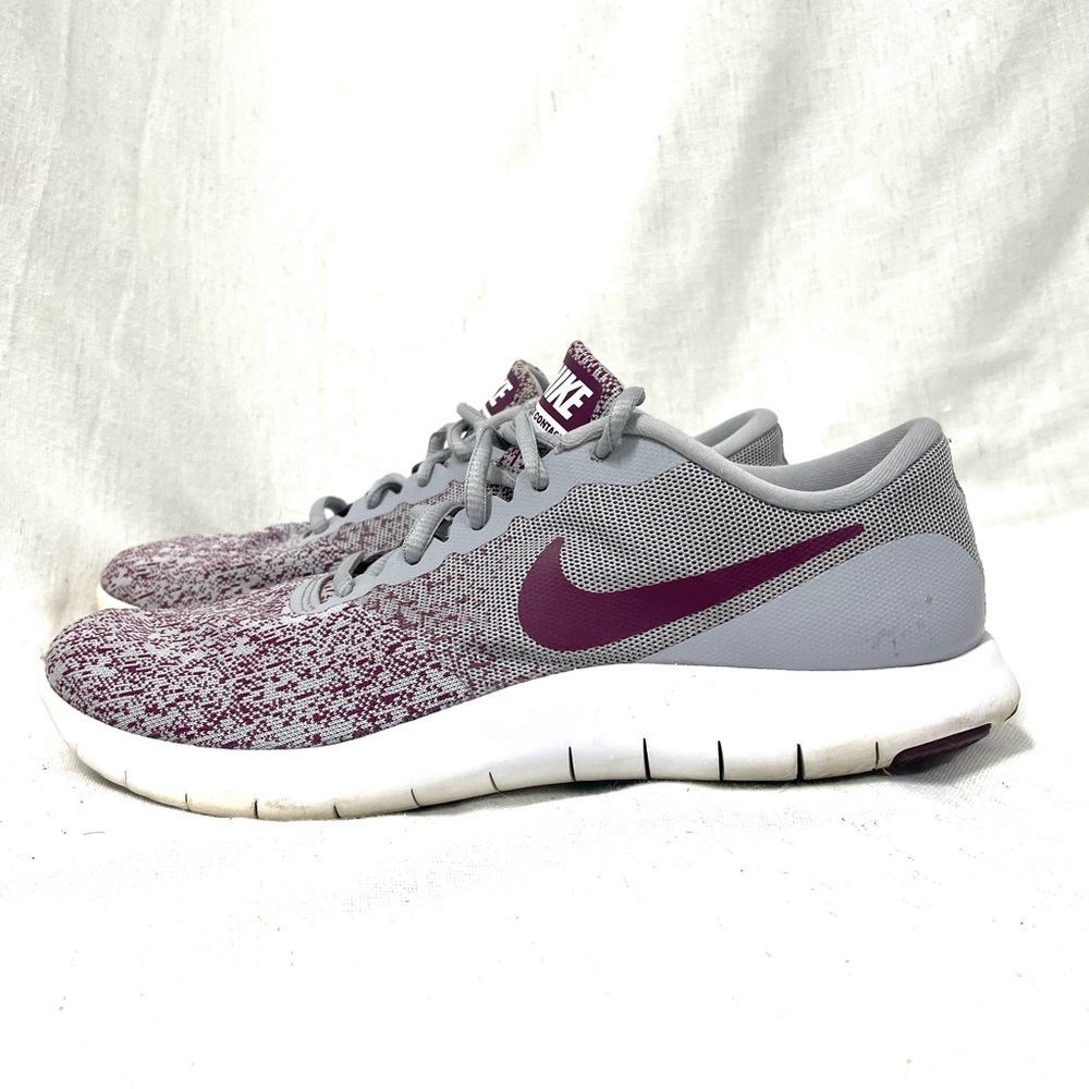Nike Flex Contact Gray/ Burgundy Running Shoe Sz US 8